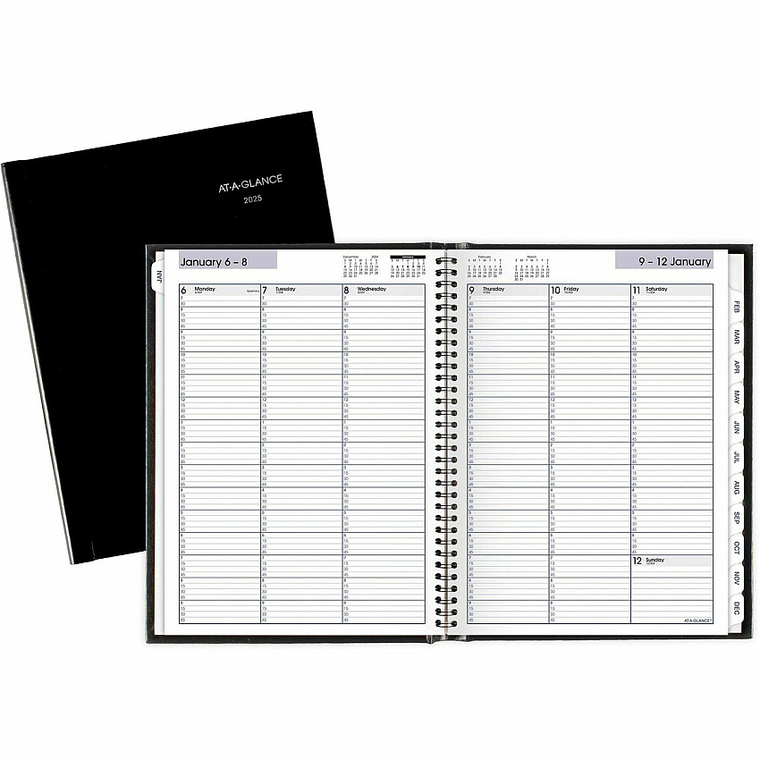 AT-A-GLANCE DayMinder Hardcover Weekly Vertical-Column Format Appointment Book, 11 x 8, Black Cover, 12-Month (Jan to Dec): 2026 (G520H00)