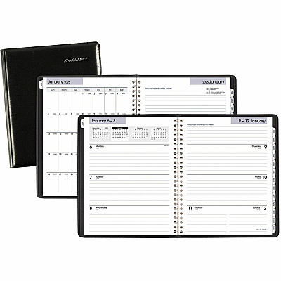 AT-A-GLANCE DayMinder Executive Weekly/Monthly Refillable Planner, 8.75 x 7, Black Cover, 12-Month (Jan to Dec): 2026 (G54500)