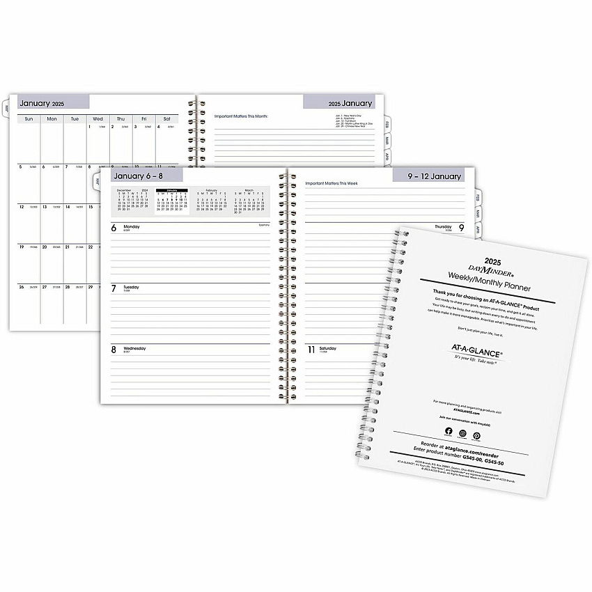 AT-A-GLANCE DayMinder Executive Weekly/Monthly Refill, 8.75 x 7, White Sheets, 12-Month (Jan to Dec): 2026 (G54550)