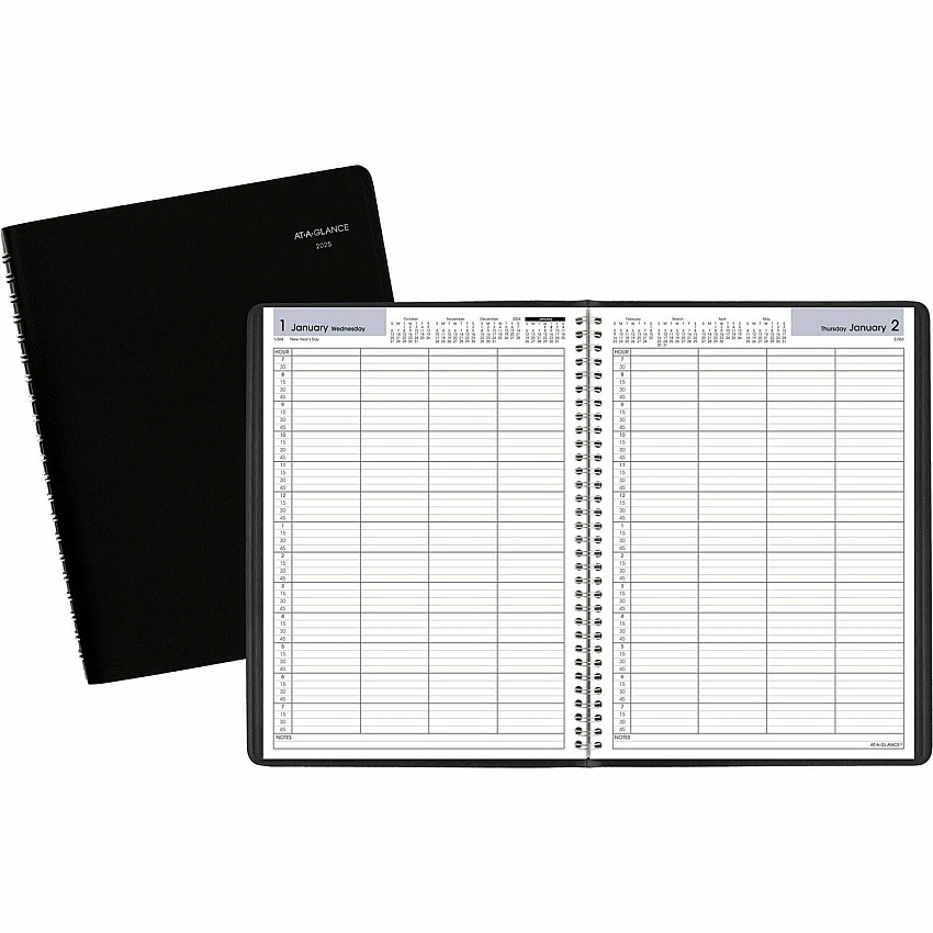 AT-A-GLANCE DayMinder Four-Person Group Daily Appointment Book, 11 x 8, Black Cover, 12-Month (Jan to Dec): 2026 (G56000)