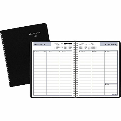 AT-A-GLANCE DayMinder Weekly Planner, Vertical-Column Format, 8.75 x 7, Black Cover, 12-Month (Jan to Dec): 2026 (G59000)