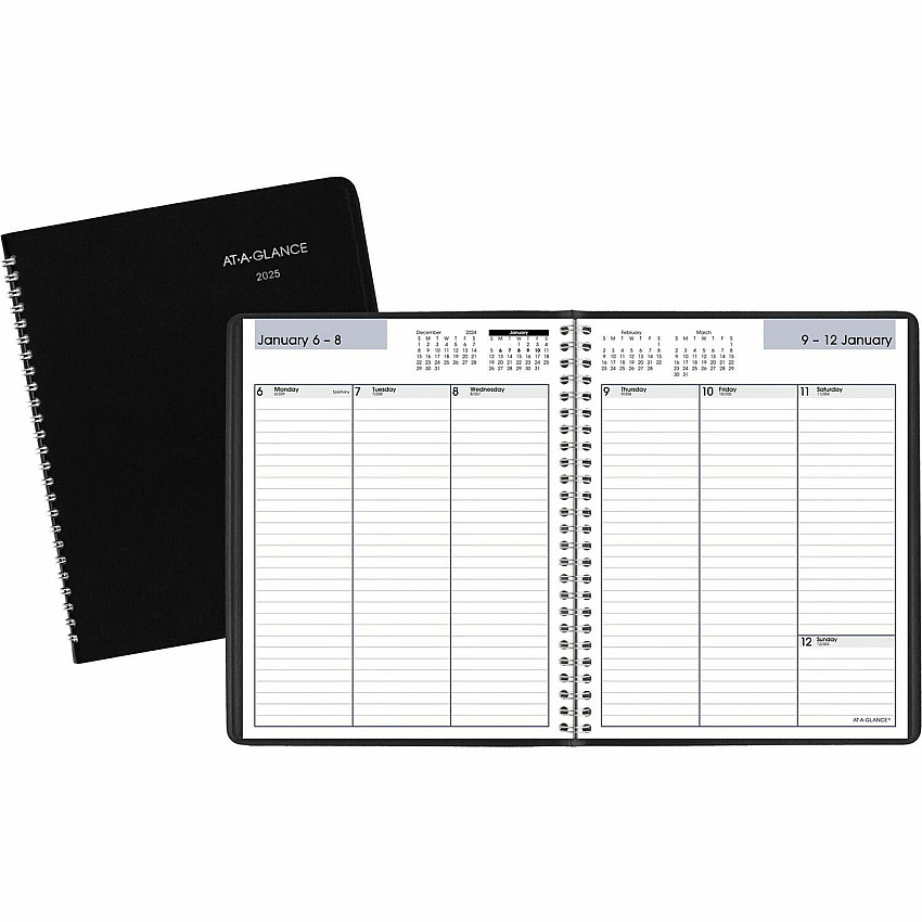 AT-A-GLANCE DayMinder Weekly Planner, Vertical-Column Format, 8.75 x 7, Black Cover, 12-Month (Jan to Dec): 2026 (G59000)