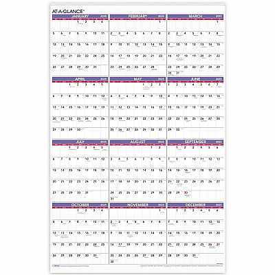 At-A-Glance Recycled Yearly Wall Calendar 24" x 36" English (PM1228)