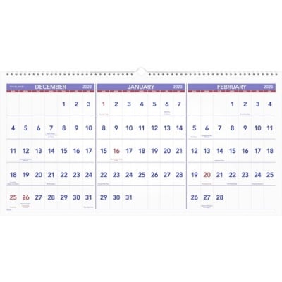 AT-A-GLANCE 3-Month Horizontal Wall Calendar (PM1428)