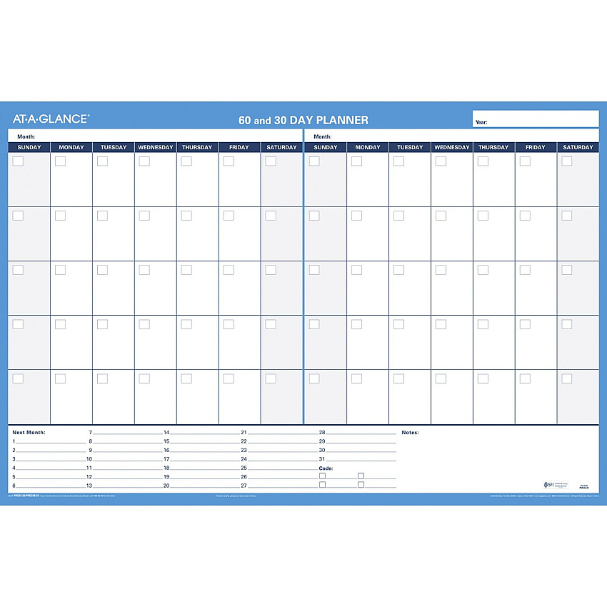 AT-A-GLANCE 30/60-Day Erasable Horizontal Wall Planner (AAGPM23328)
