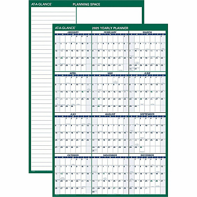 AT-A-GLANCE Vertical Erasable Wall Planner, 32 x 48, White/Green Sheets, 12-Month (Jan to Dec): 2026 (PM31028)
