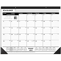 AT-A-GLANCE Ruled Desk Pad, 24 x 19, White Sheets, Black Binding, Black Corners, 12-Month (Jan to Dec): 2026 (SK3000)