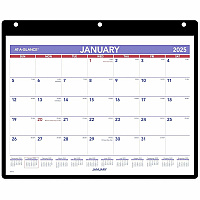 AT-A-GLANCE Monthly Desk/Wall Calendar with Plastic Backboard and Bonus Pages, 11 x 8, White/Violet/Red Sheets, 12-Month (Jan-Dec): 2026 (SK800)