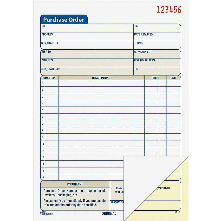 Adams Carbonless Purchase Order Statement (ABFDC5831)