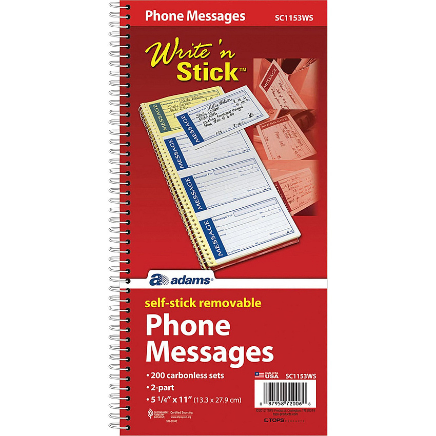 Adams Write 'n Stick Phone Message Book (ABFSC1153WS)