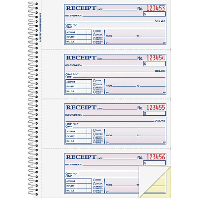Adams Spiral 2-part Money/Rent Receipt Book (ABFSC1182)