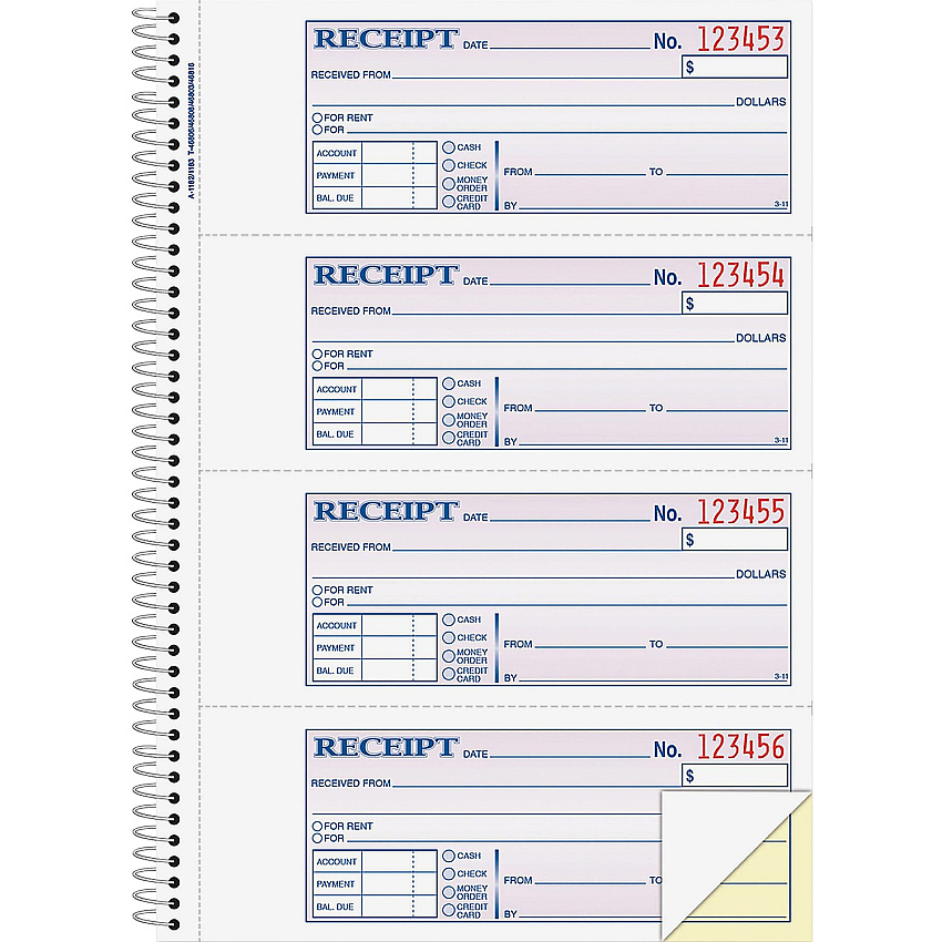 Adams Spiral 2-part Money/Rent Receipt Book (ABFSC1182)