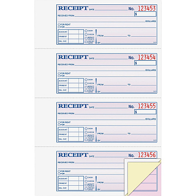 Adams Tapebound 3-part Money Receipt Book (ABFTC1182)