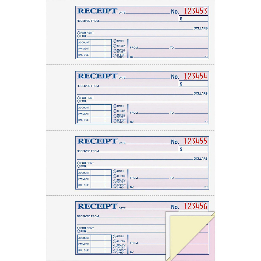 Adams Tapebound 3-part Money Receipt Book (ABFTC1182)