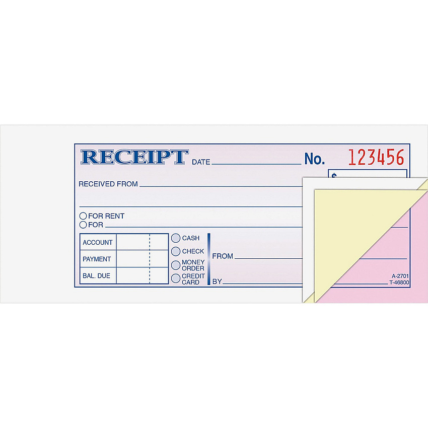 Adams Tapebound 3-part Money Receipt Book (ABFTC2701)