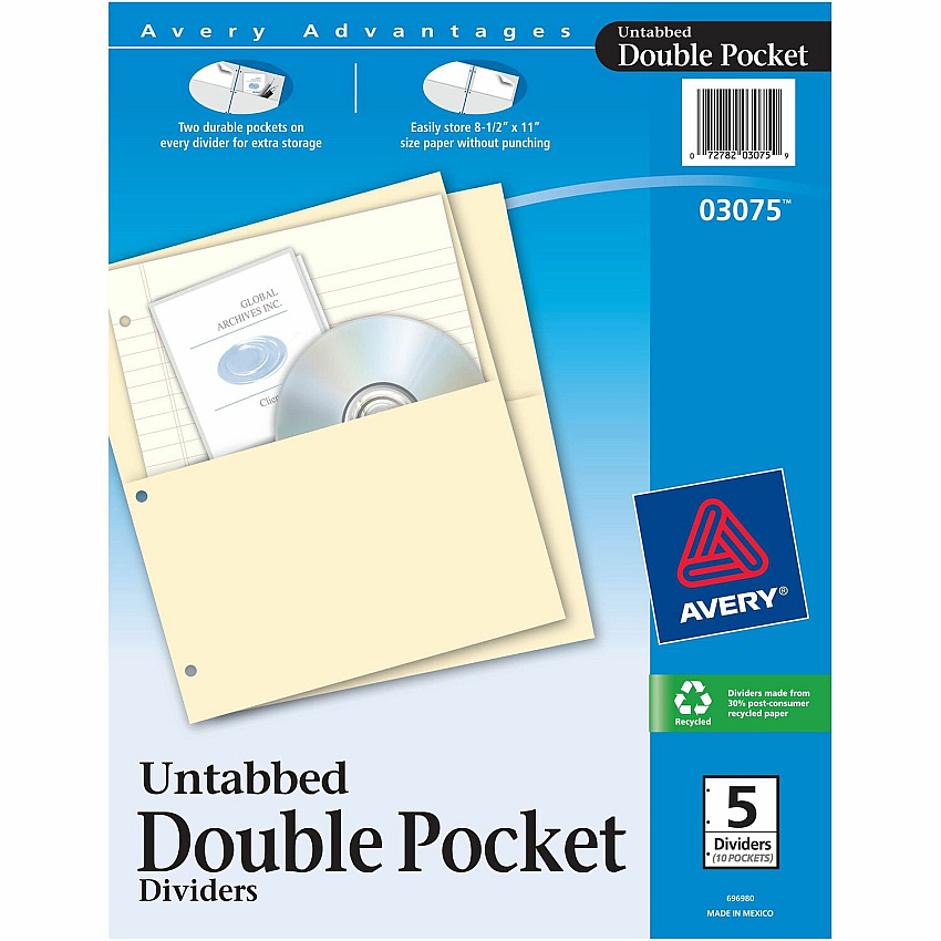 Avery Untabbed Double Pocket Dividers (AVE03075)