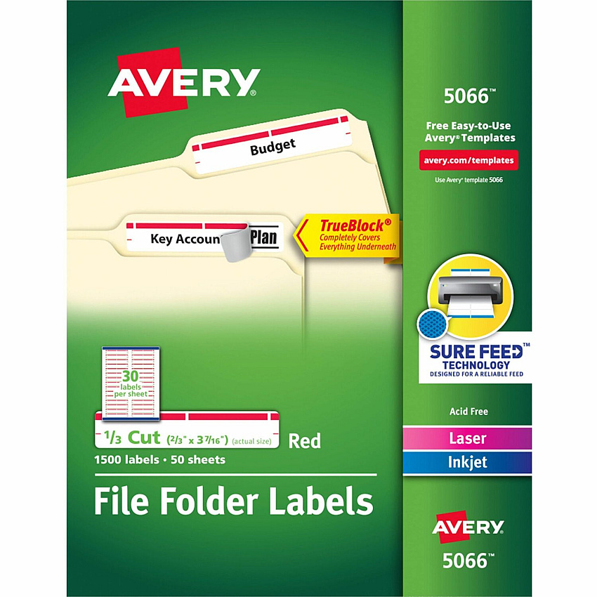 Avery TrueBlock File Folder Labels (AVE5066)