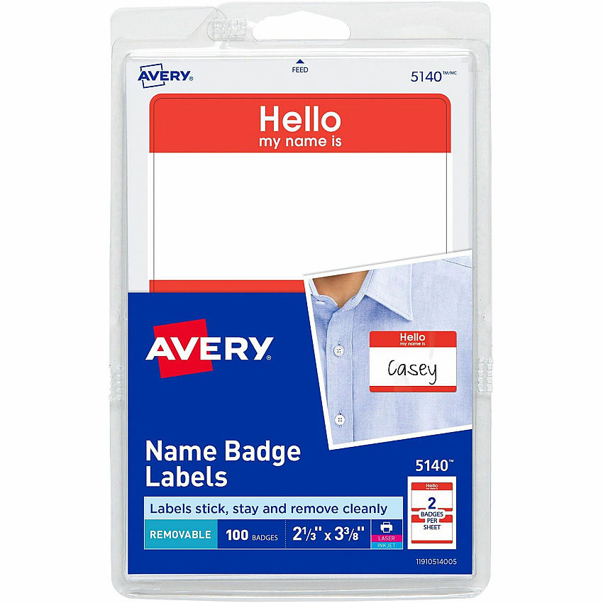 Avery Border Print/Write Hello Name Badges (AVE5140)