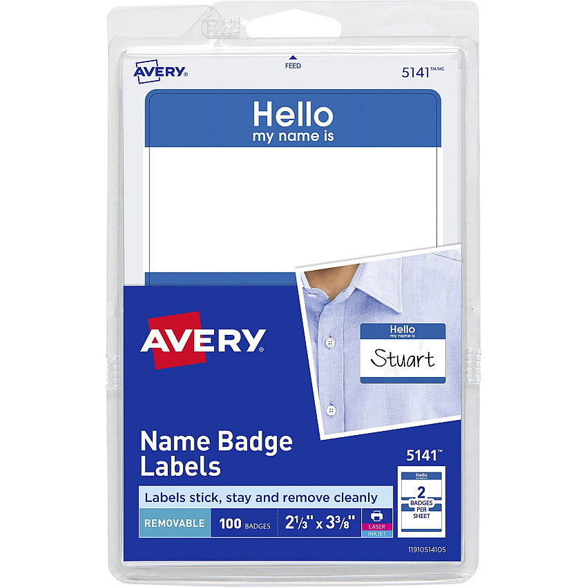 Avery Border Print/Write Hello Name Badges (AVE5141)