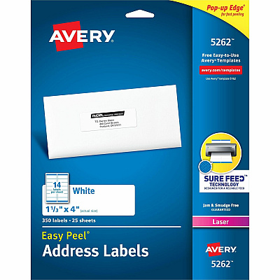 Avery Easy Peel Mailing Laser Labels (AVE5262)