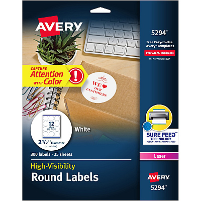 Avery Round High Visibility Labels (AVE5294)