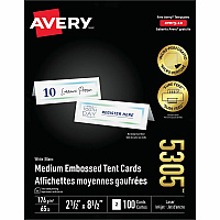 Avery Medium Tent Cards for Laser and Inkjet Printers, 2½" x 8½" (AVE5305)
