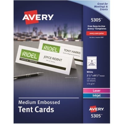 Avery Printable Embossed Tent Cards - Uncoated - 2-Sided Printing (5305)