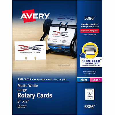 Avery Uncoated 2-side Printing Rotary Cards (AVE5386)