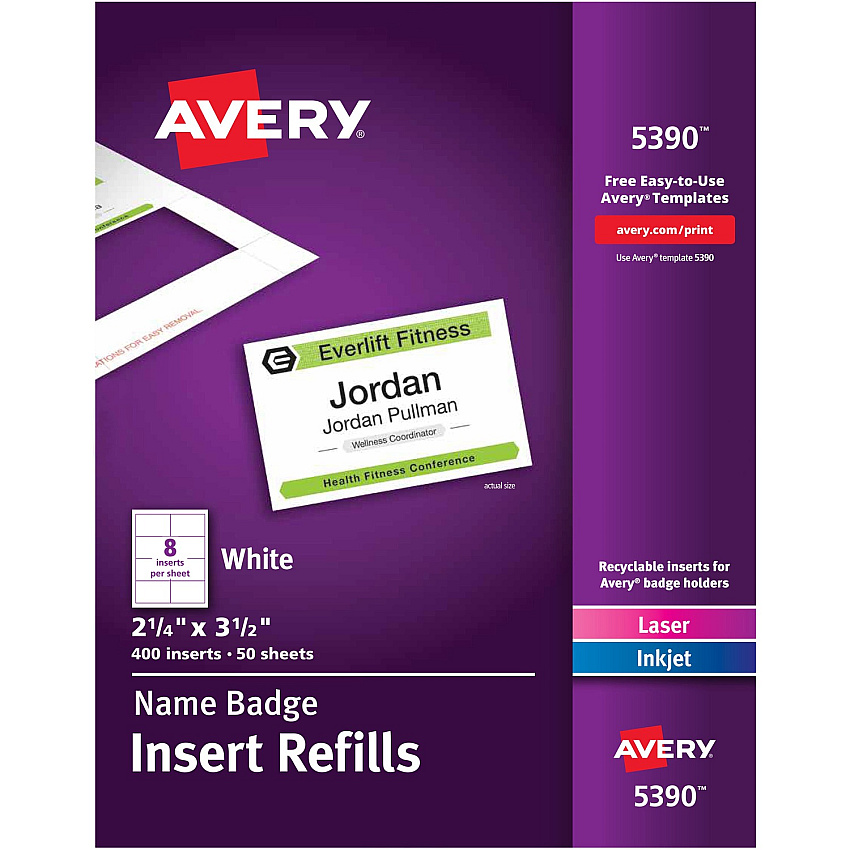 Avery Laser/Inkjet Badge Insert Refills (AVE5390)