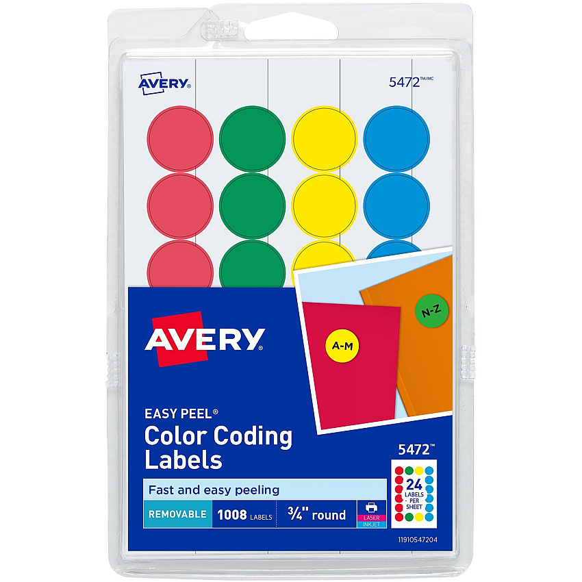 Avery Removable Print or Write Color Coding Labels (AVE05472)