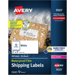 Avery 2" x 4" Labels, Ultrahold, 5,000 Labels (95523)