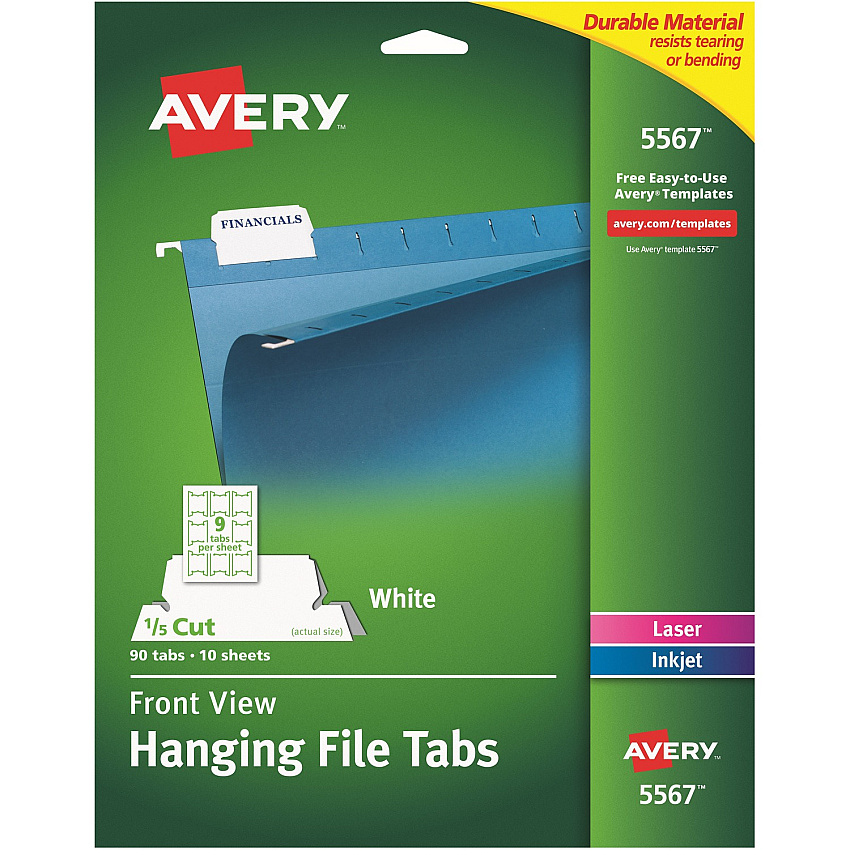 Avery Print/Write On Hanging File Tabs (AVE5567)