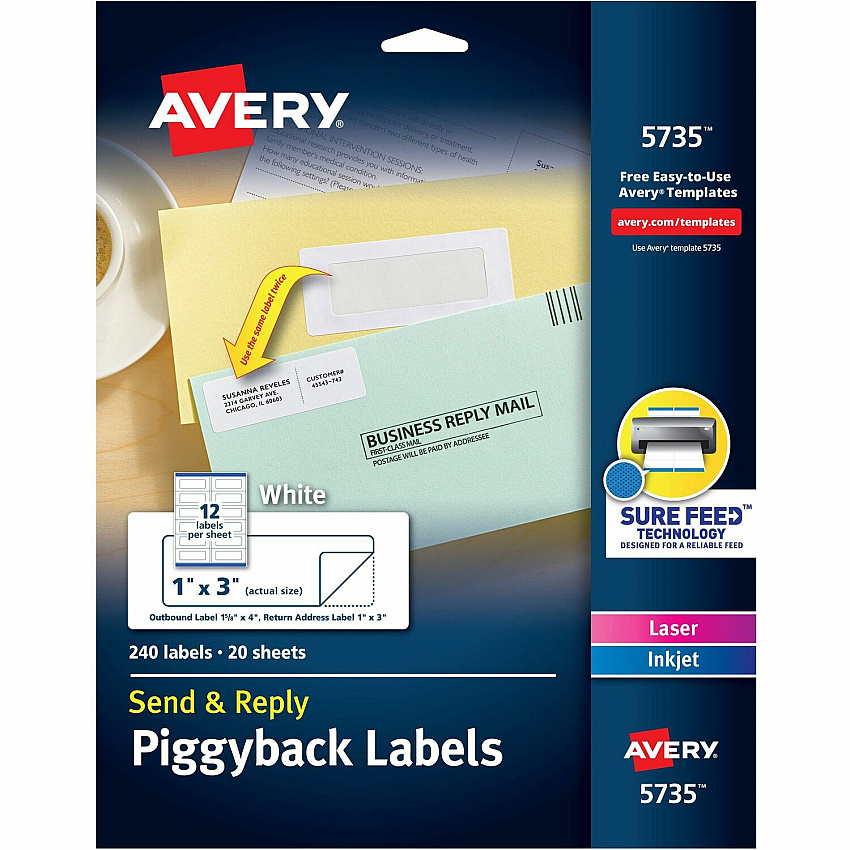 Avery Send & Reply Piggyback Labels (AVE5735)