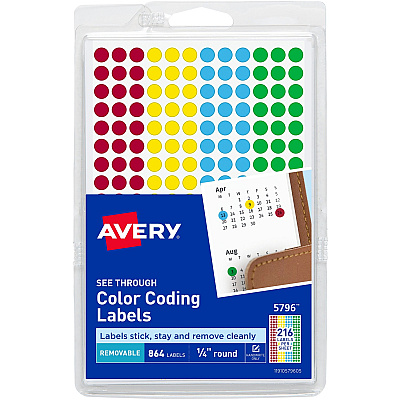 Avery Assorted Removable See-Through Color Dots (AVE05796)