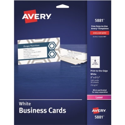 Avery 2 x 3.5 Business Cards, Sure Feed Technology, Inkjet, 1,000 Cards  (8471)