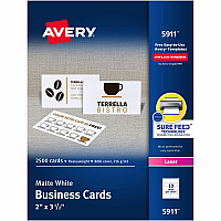 Avery Perforated Business Cards for Laser Printers, 2" x 3½" (AVE5911)