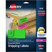 Avery 2"x4" Neon Shipping Labels, Sure Feed, 150 Labels (AVE5978)