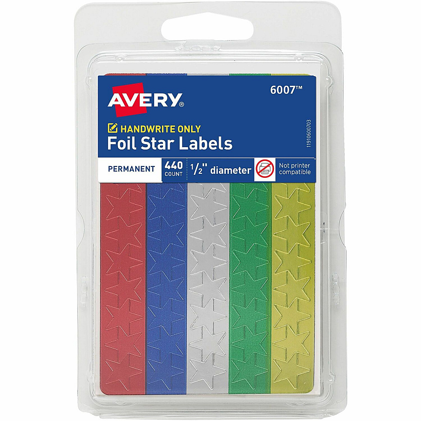 Avery Assorted Foil Star Labels (AVE06007)