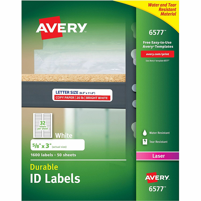 Avery Permanent Durable ID Laser Labels (AVE6577)