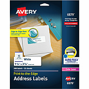 Avery Print to the Edge Shipping Label 1-1/4"x3-3/4" 300 Labels (AVE6879)