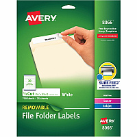 Avery Avery(R) Removable File Folder Labels, 2/3" x 3-7/16" , 750 Labels (AVE8066)