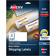 Avery White Shipping Labels, Sure Feed, 2" x 4" , 200 Labels (AVE8253)