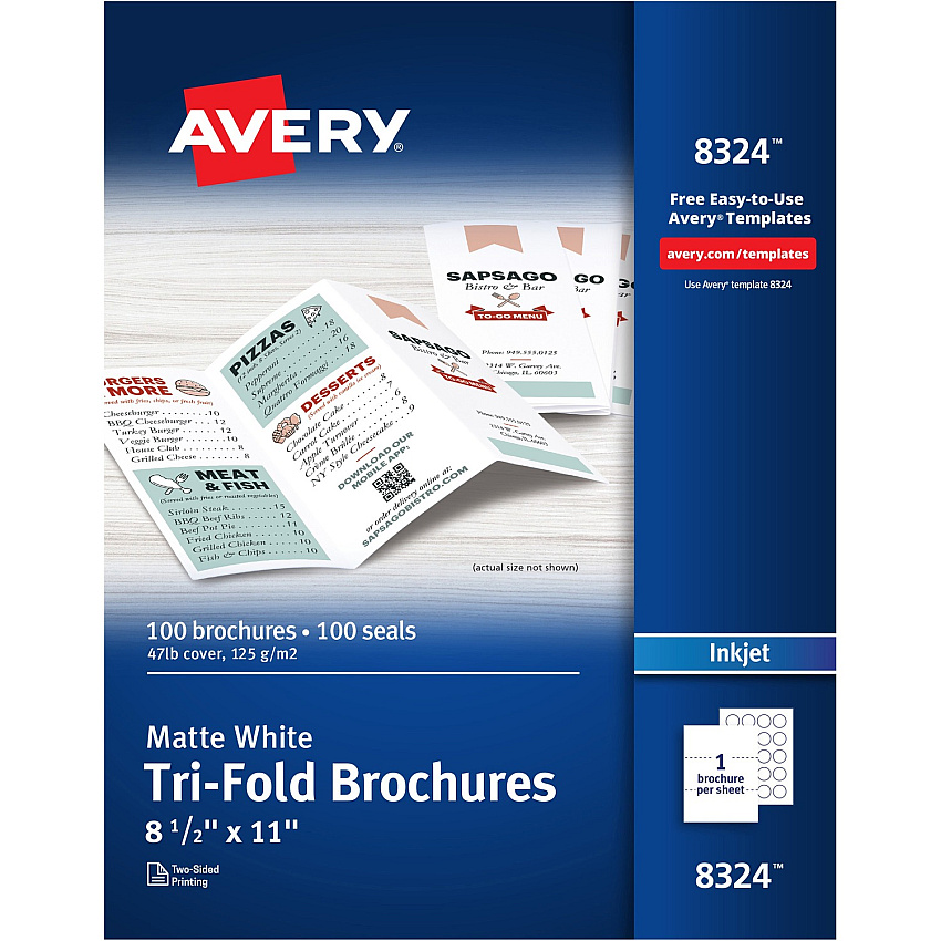 Avery Tri-Fold Brochures - 2-Sided Printing (AVE8324)