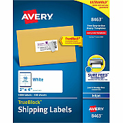 Avery Shipping Labels, Sure Feed, 2" x 4" 1,000 White Labels (AVE8463)
