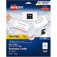 Avery Clean Edge Business Cards, 2" x 3.5" , White, 160 (AVE8869)