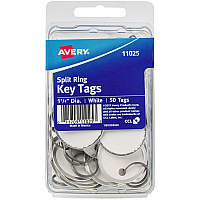 Avery 1-1/4" Metal Rim Key Tags, Split Ring, White, 50 Tags (AVE11025)
