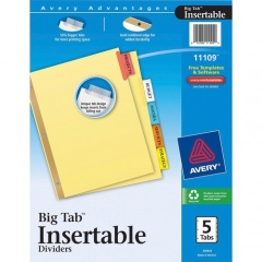 Avery Big Tab Insertable Dividers - Reinforced Gold Edge (11109)