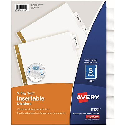 Avery Big Tab Insertable Dividers - Reinforced Gold Edge (AVE11122)