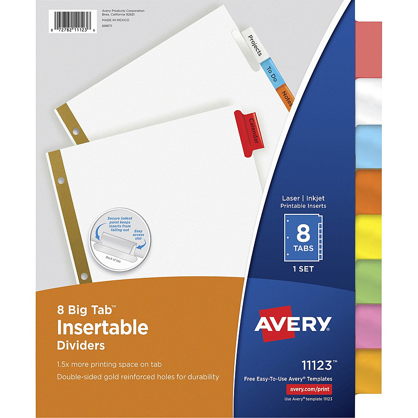 Avery Big Tab Insertable Dividers - Reinforced Gold Edge (AVE11123)