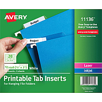 Avery Printable Tab Inserts for Hanging File Folders (AVE11136)